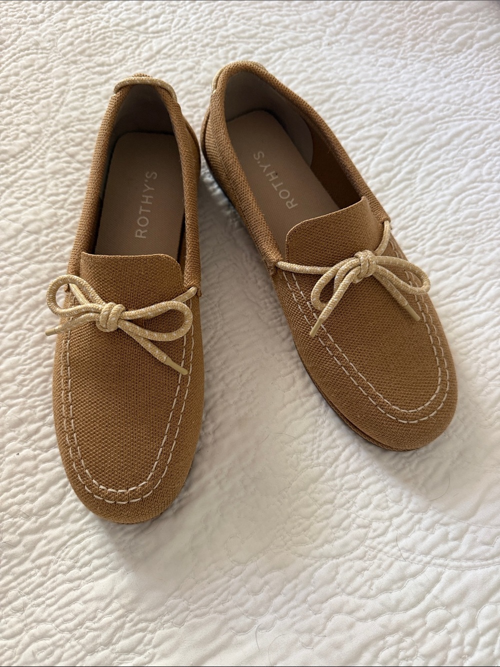 Rothy's Tan Canvas Driving Moccasins